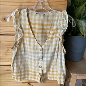 Madewell Ruffle Button-Front Tank in Ombré Gingham